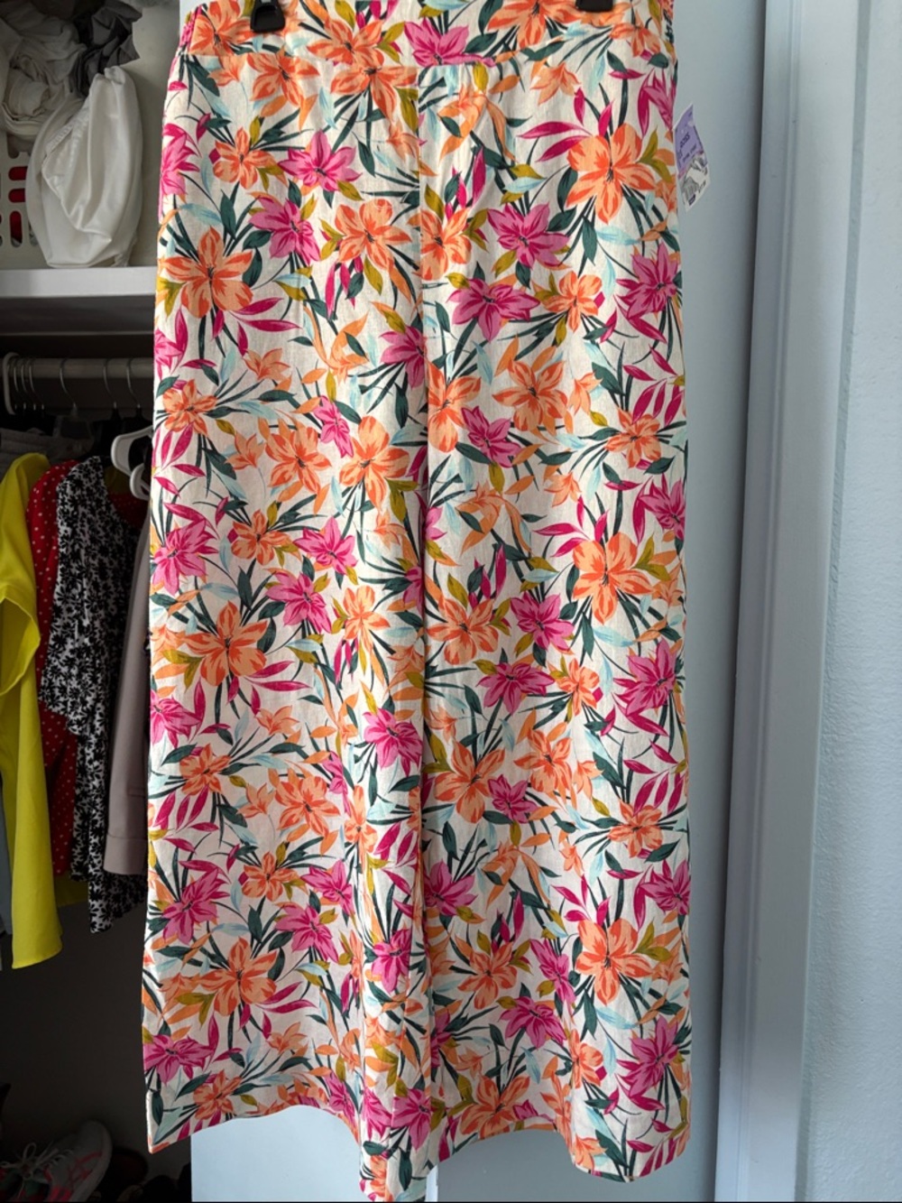 Jessica Simpson Pink & Orange Floral Wide-Leg Pants